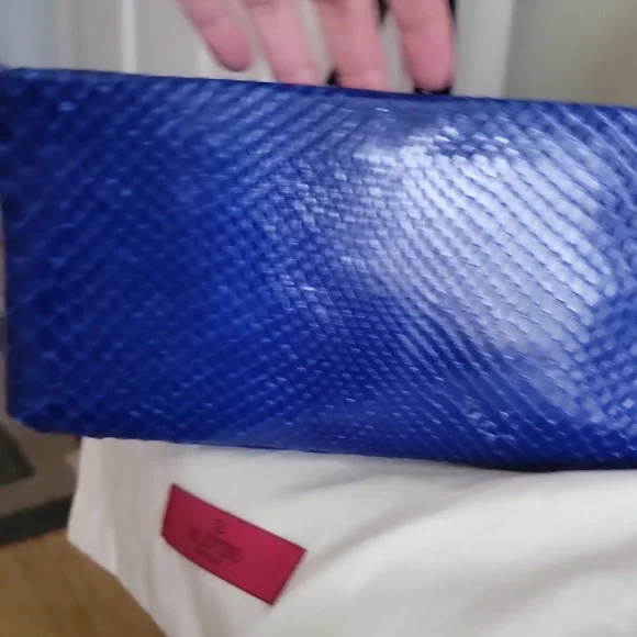 Valentino Blue Snakeskin Clutch - Picture 7 of 13